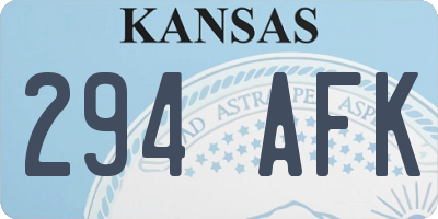 KS license plate 294AFK
