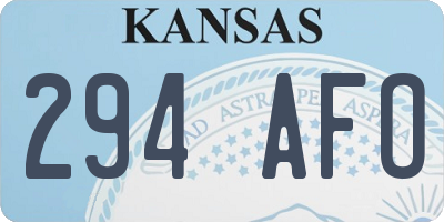 KS license plate 294AFO
