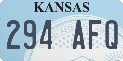 KS license plate 294AFQ
