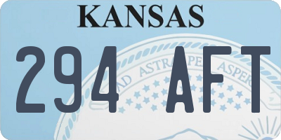 KS license plate 294AFT