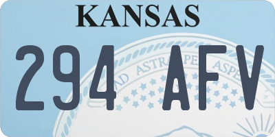 KS license plate 294AFV