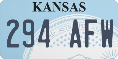 KS license plate 294AFW