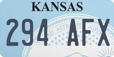 KS license plate 294AFX