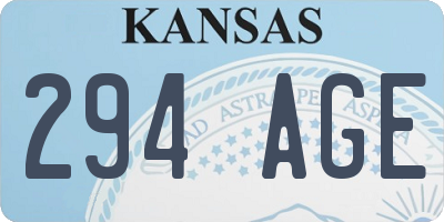 KS license plate 294AGE