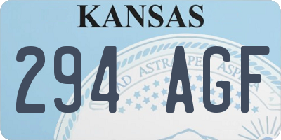 KS license plate 294AGF