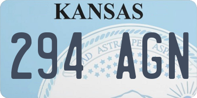 KS license plate 294AGN