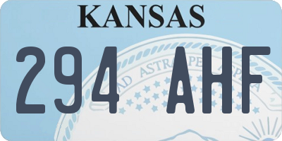 KS license plate 294AHF