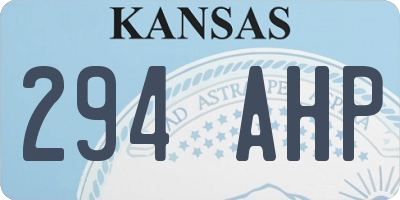 KS license plate 294AHP