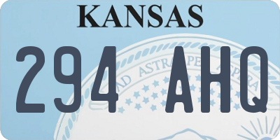 KS license plate 294AHQ