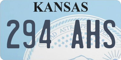 KS license plate 294AHS