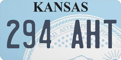 KS license plate 294AHT