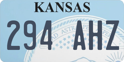 KS license plate 294AHZ