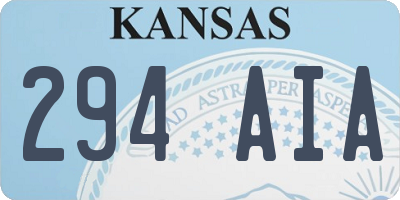 KS license plate 294AIA