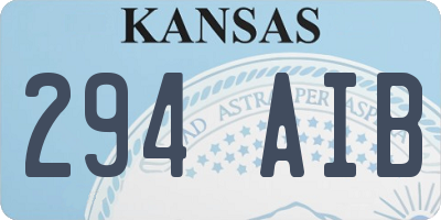 KS license plate 294AIB