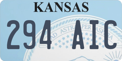 KS license plate 294AIC