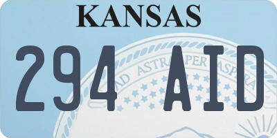 KS license plate 294AID