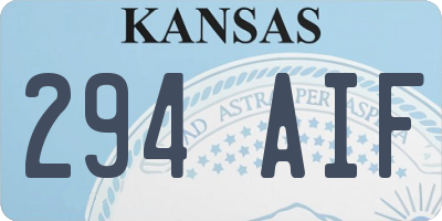 KS license plate 294AIF