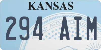 KS license plate 294AIM