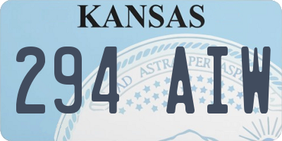 KS license plate 294AIW