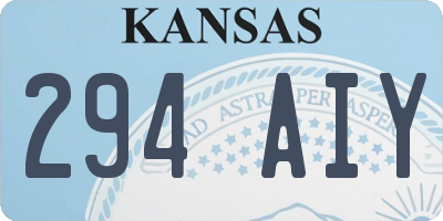 KS license plate 294AIY