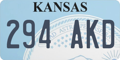 KS license plate 294AKD