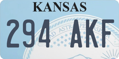 KS license plate 294AKF