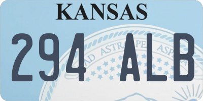 KS license plate 294ALB