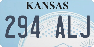 KS license plate 294ALJ