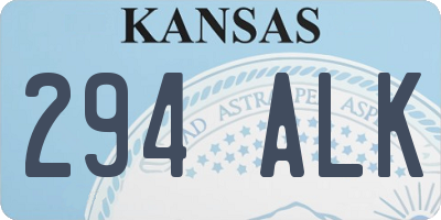 KS license plate 294ALK