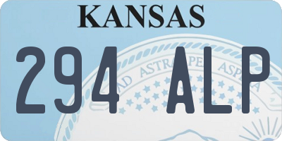 KS license plate 294ALP