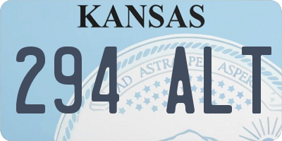 KS license plate 294ALT