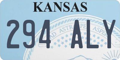 KS license plate 294ALY