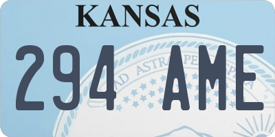 KS license plate 294AME