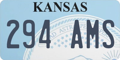 KS license plate 294AMS