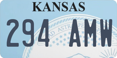 KS license plate 294AMW
