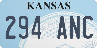 KS license plate 294ANC