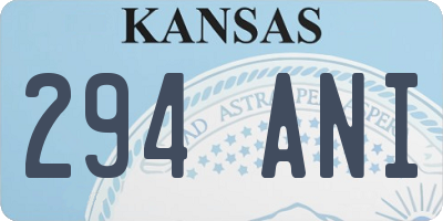 KS license plate 294ANI