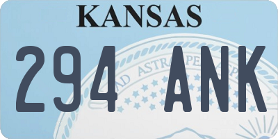 KS license plate 294ANK