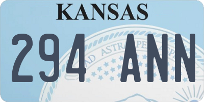 KS license plate 294ANN