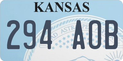 KS license plate 294AOB
