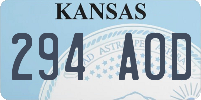 KS license plate 294AOD