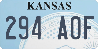 KS license plate 294AOF