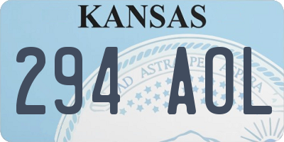 KS license plate 294AOL