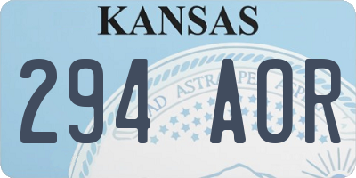 KS license plate 294AOR