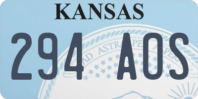 KS license plate 294AOS