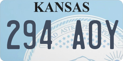 KS license plate 294AOY