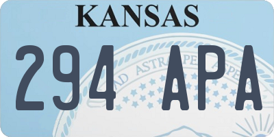 KS license plate 294APA