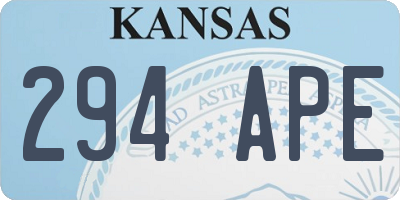 KS license plate 294APE