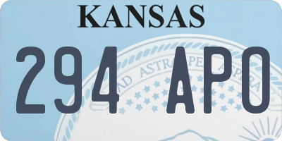 KS license plate 294APO