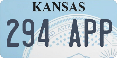 KS license plate 294APP
